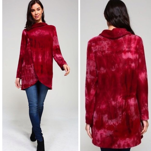 Red Tie Dye Tunic Top - Picture 3 of 3